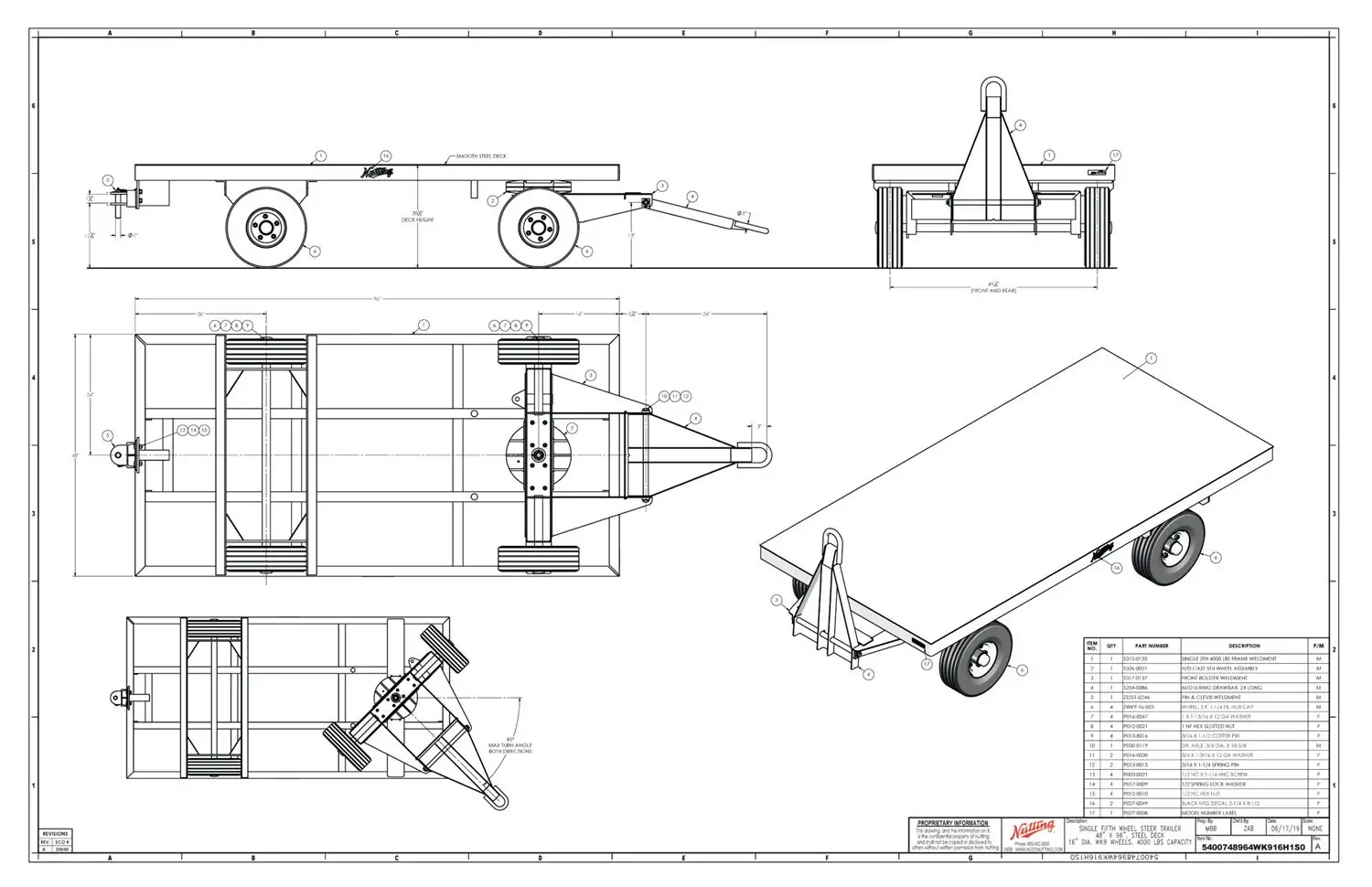 Customized Heavy Duty Industrial Trailers Drawing