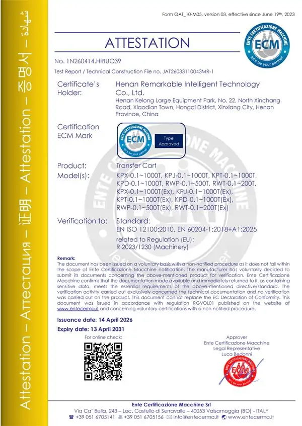 remarkable-transfer-cart-ce-certification-2026-2031